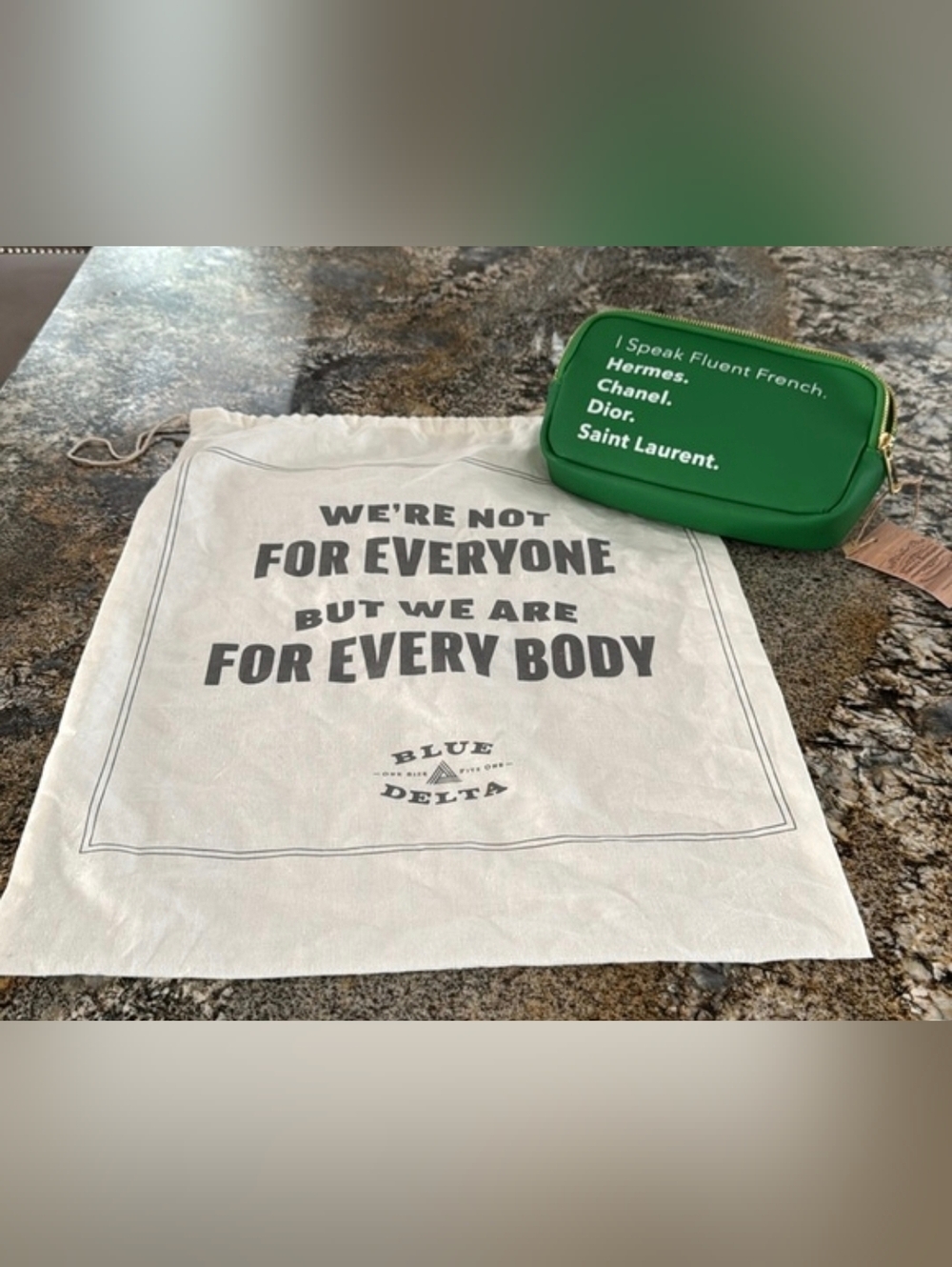 LA Trading Company Bright Green "I Speak Fluent French " Fanny pack